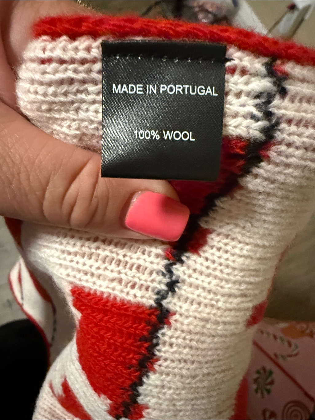 Warm & Wonderful Red Knit Scarf With Sheep Motif Nwt Rare — image 6 of 6